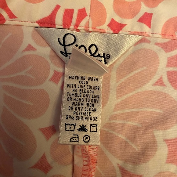 Lilly Pulitzer Women's Pants Pink White Floral Stretch Button Zip Closure Sz 12 - Picture 3 of 9